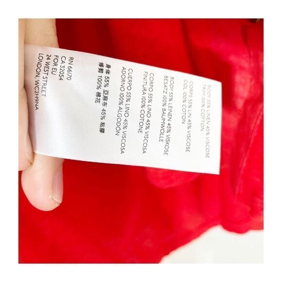 Free People Top Blouse Highland V Neck Linen Blend Red Womens Small - Picture 6 of 8